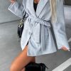 Clothing Willy Z | Karla Grey Wool Look Belted Jacket