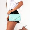 Clothing Koko | Pamela Mint Suedette Gold Trim Clutch