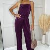 Clothing AX Paris | Ax Paris Sofia Plum Plisse Jumpsuit