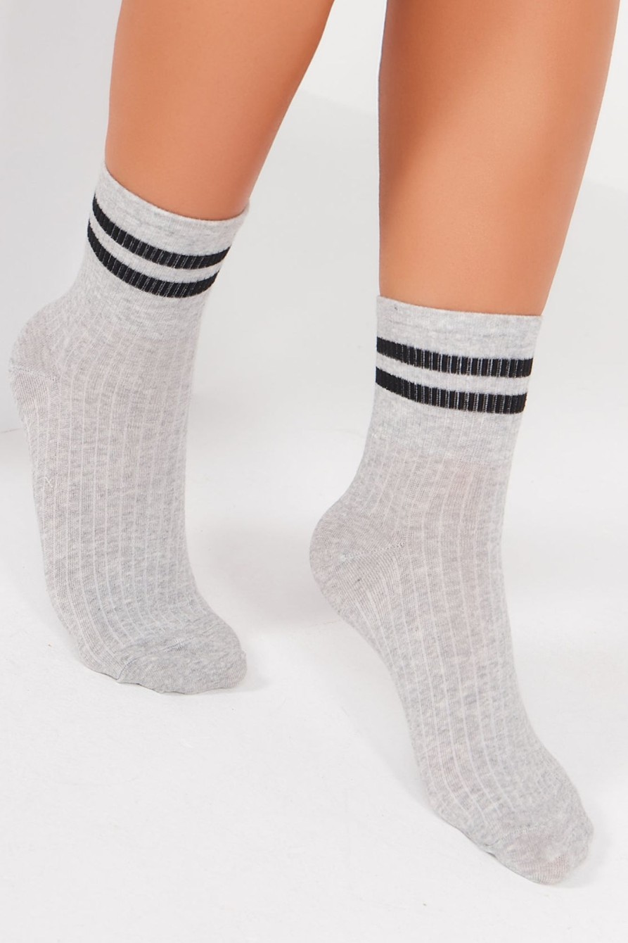 Clothing Impulse | Grey Stripe Sports Socks