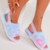 Clothing Ideal | Finn Purple Tie Dye Sling Back Faux Fur Slippers