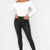 Clothing Zilene | Orlaith Black High Waist Wax Jeans