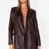 Clothing Copper Rose | Eva Chocolate Faux Leather Blazer