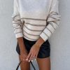 Clothing Willy Z | Bridget Stone Knit Striped Jumper