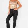 Clothing Zilene | Elvina Black Flared Wax Jeans