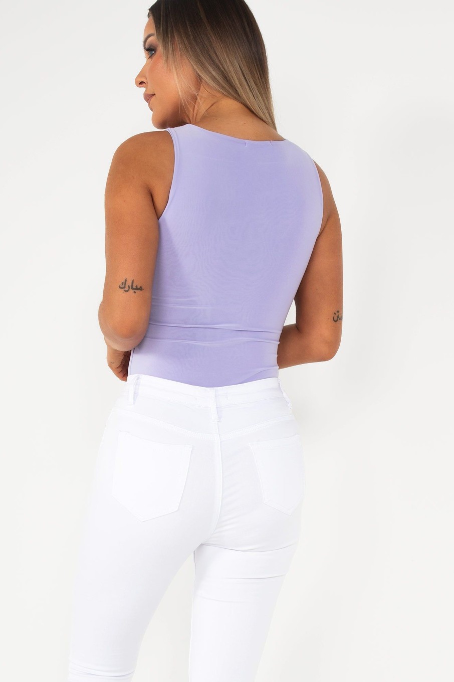 Clothing Style Wise | Quinn Lilac Sleeveless Slinky Bodysuit