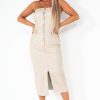 Clothing Copper Rose | Garcelle Cream Faux Leather Dress