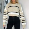 Clothing AX Paris | Ax Paris Oceana Stone Knit Striped Jumper