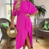 Clothing AX Paris | Ax Paris Millie Hot Pink Batwing Detail Dress