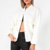 Clothing Willy Z | Hallie Cream Wool Look Bomber Jacket