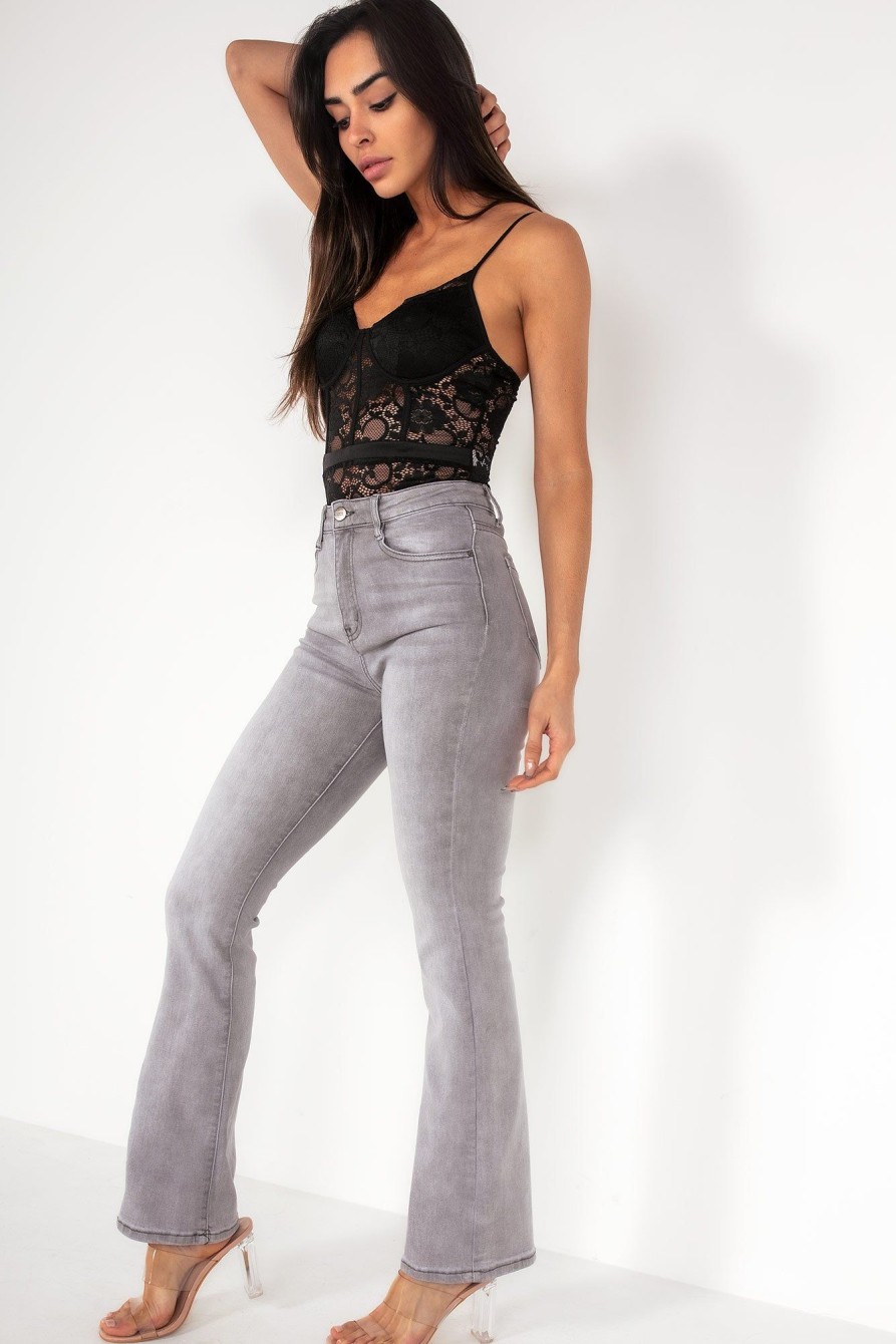 Clothing Zilene | Zendaya Grey Flared Jeans