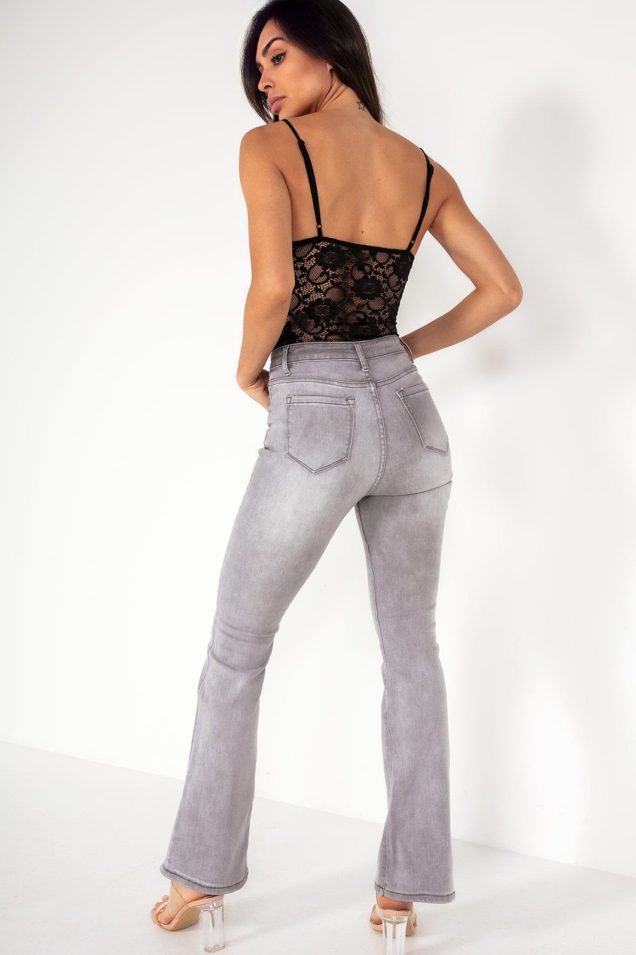 Clothing Zilene | Zendaya Grey Flared Jeans