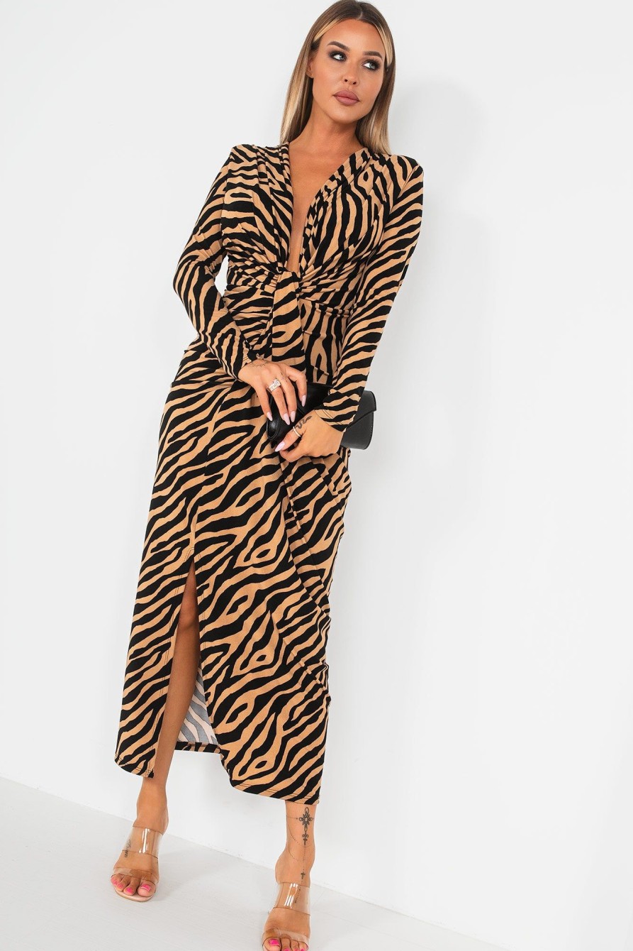 Clothing ally | Ida Camel Zebra Print Dress