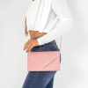 Clothing Koko | Pamela Blush Suedette Gold Trim Clutch