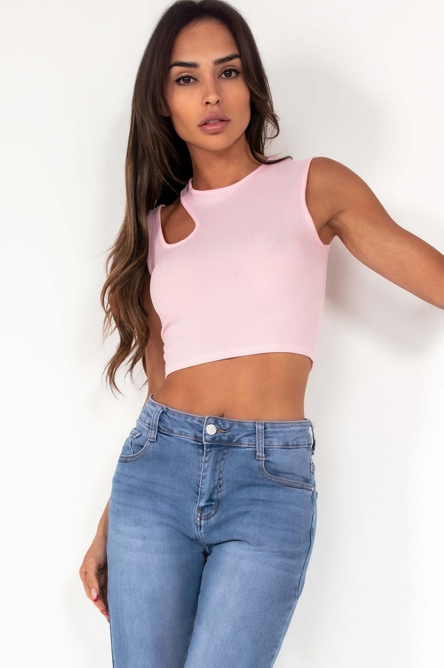 Clothing style wise | Jemma Pink Cut Out Crop Top