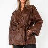 Clothing Willy Z | Bethel Chocolate Faux Leather Jacket