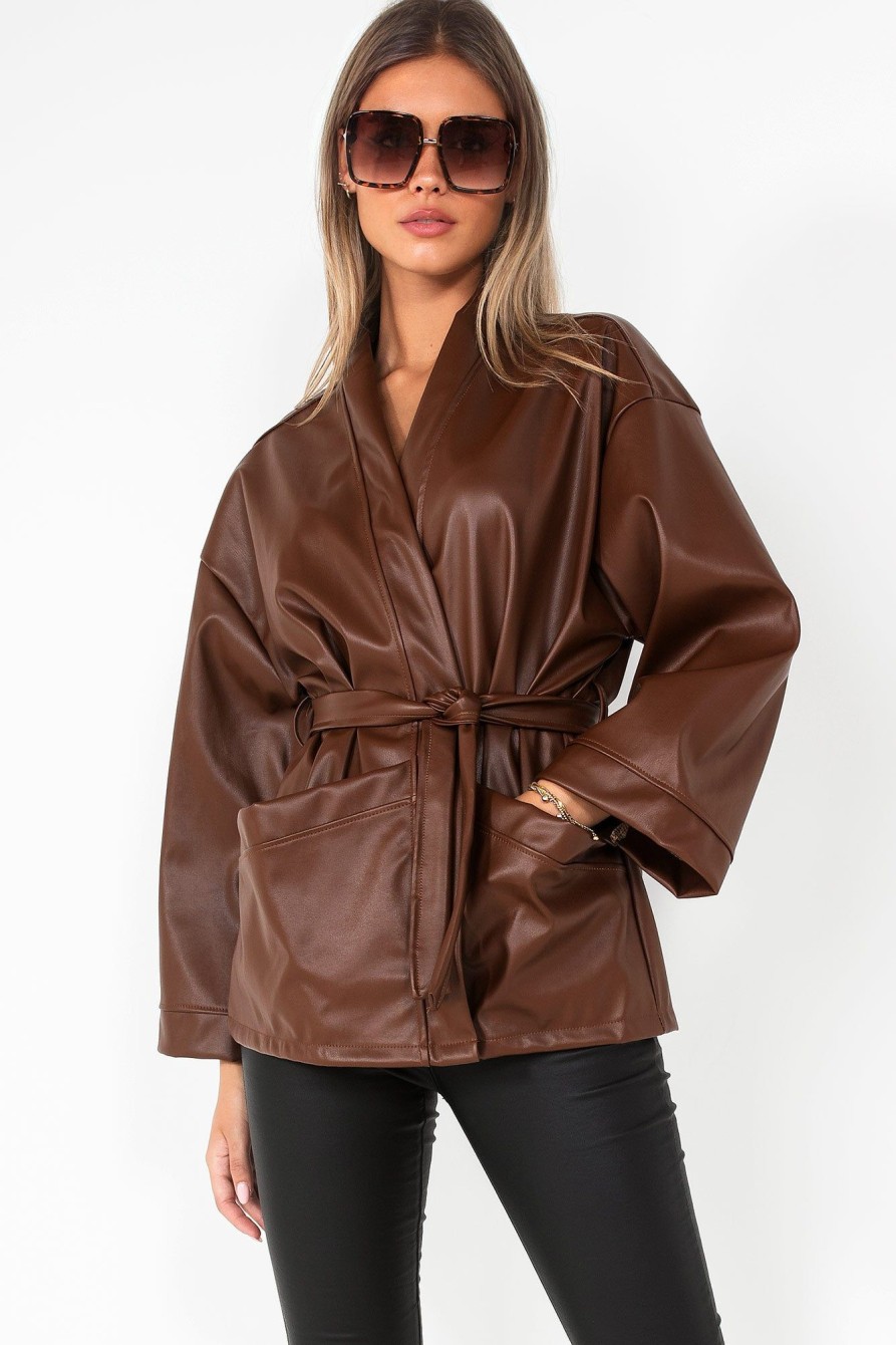 Clothing Willy Z | Bethel Chocolate Faux Leather Jacket