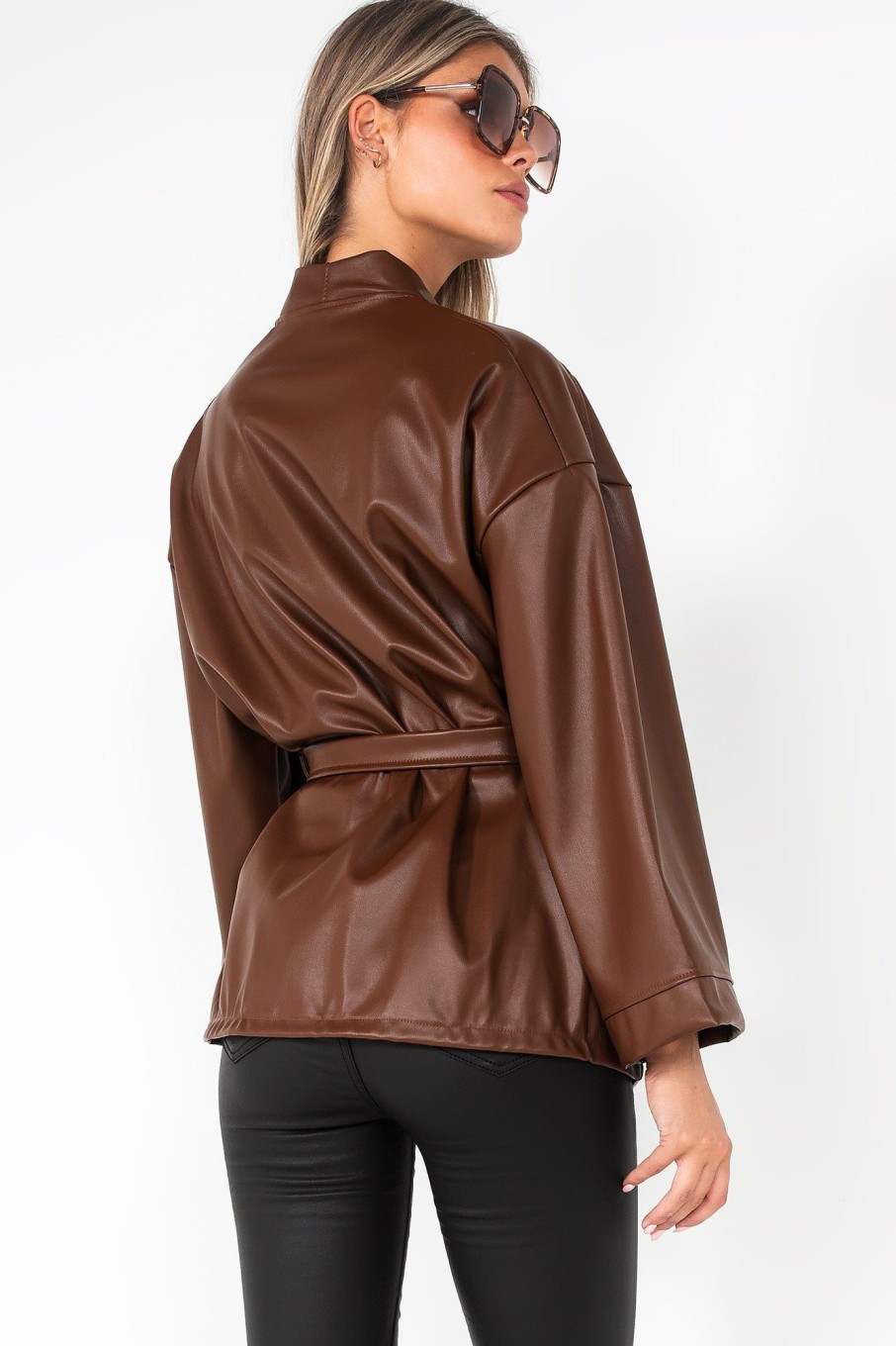 Clothing Willy Z | Bethel Chocolate Faux Leather Jacket