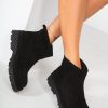 Clothing Ideal | Rainey Black Suedette Ankle Boots