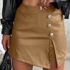 Clothing Willy Z | Arlie Camel Faux Leather Skort