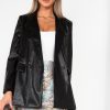 Clothing Copper Rose | Eva Black Faux Leather Blazer