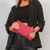 Bags Koko | Nettie Burgundy Suedette Envelope Clutch Bag