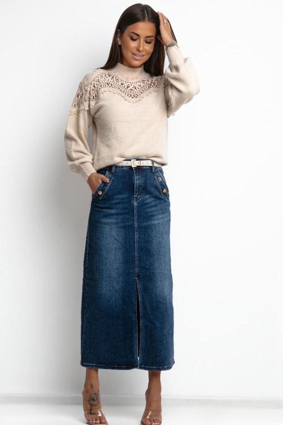 Clothing Azzurra | Phenix Blue Denim Maxi Skirt