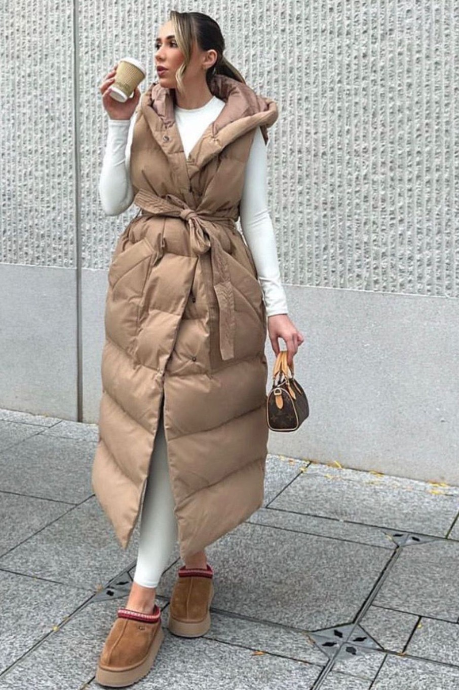 Clothing Copper Rose | Cordelia Camel Belted Gilet