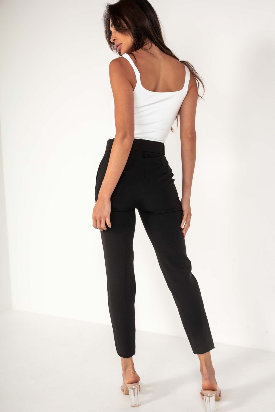 Clothing LustStyle | Brinley Black Belted Cigarette Trousers