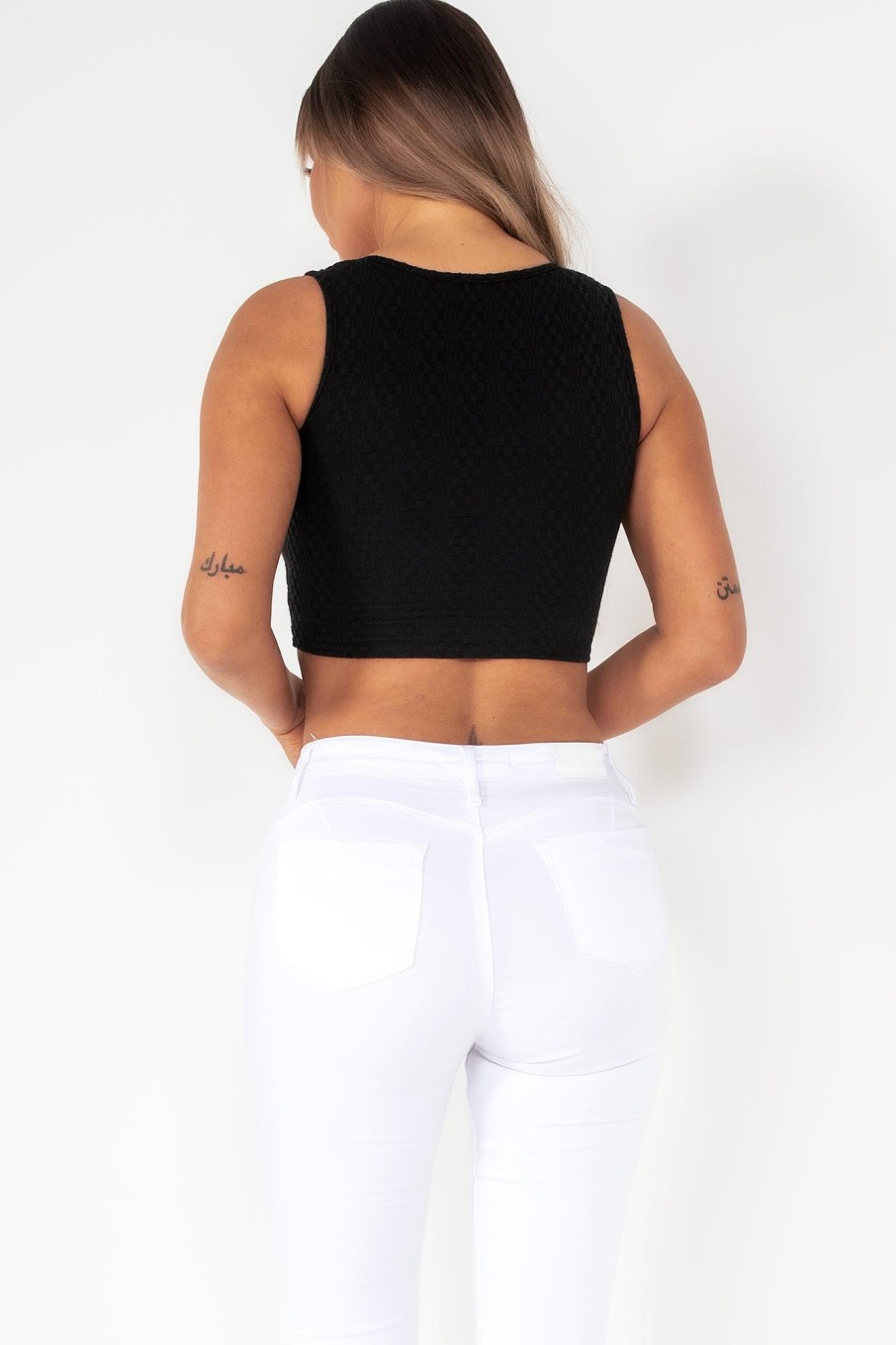 Clothing style wise | Nova Black Textured Crop Top