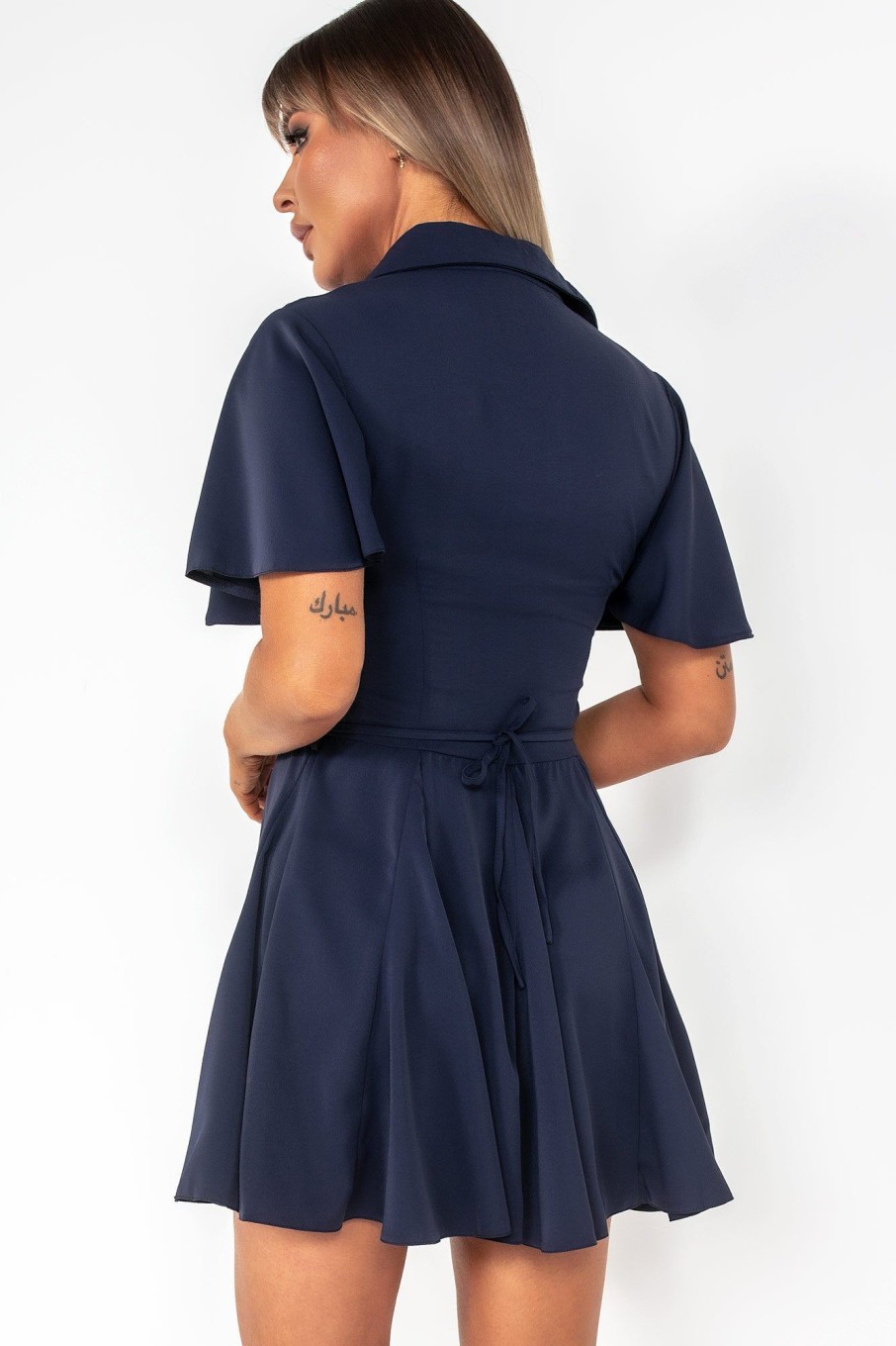 Clothing AX Paris | Ax Paris Indigo Navy Skater Dress