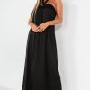 Clothing Copper Rose | Quetta Black Satin Halter Neck Dress