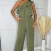 Clothing AX Paris | Ax Paris Hilary Khaki One Shoulder Jumpsuit