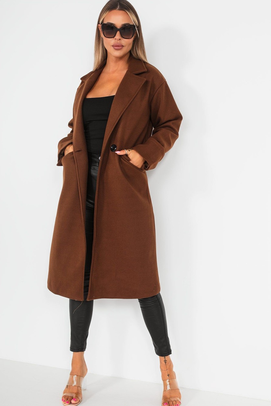 Clothing Willy Z | Mabelle Chocolate Longline Coat