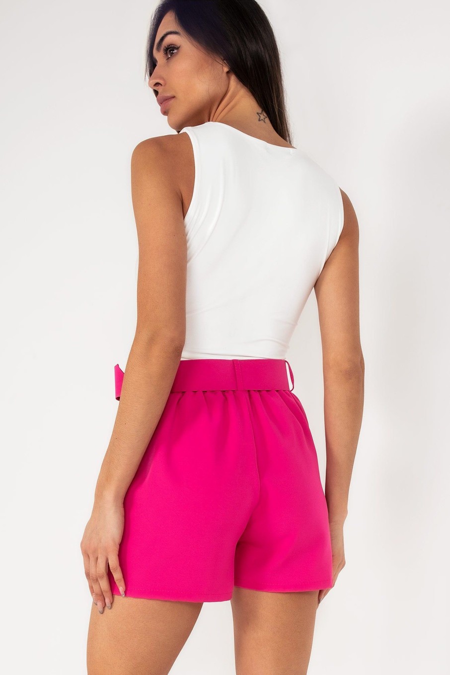 Clothing Willy Z | Gloria Hot Pink Belted Shorts