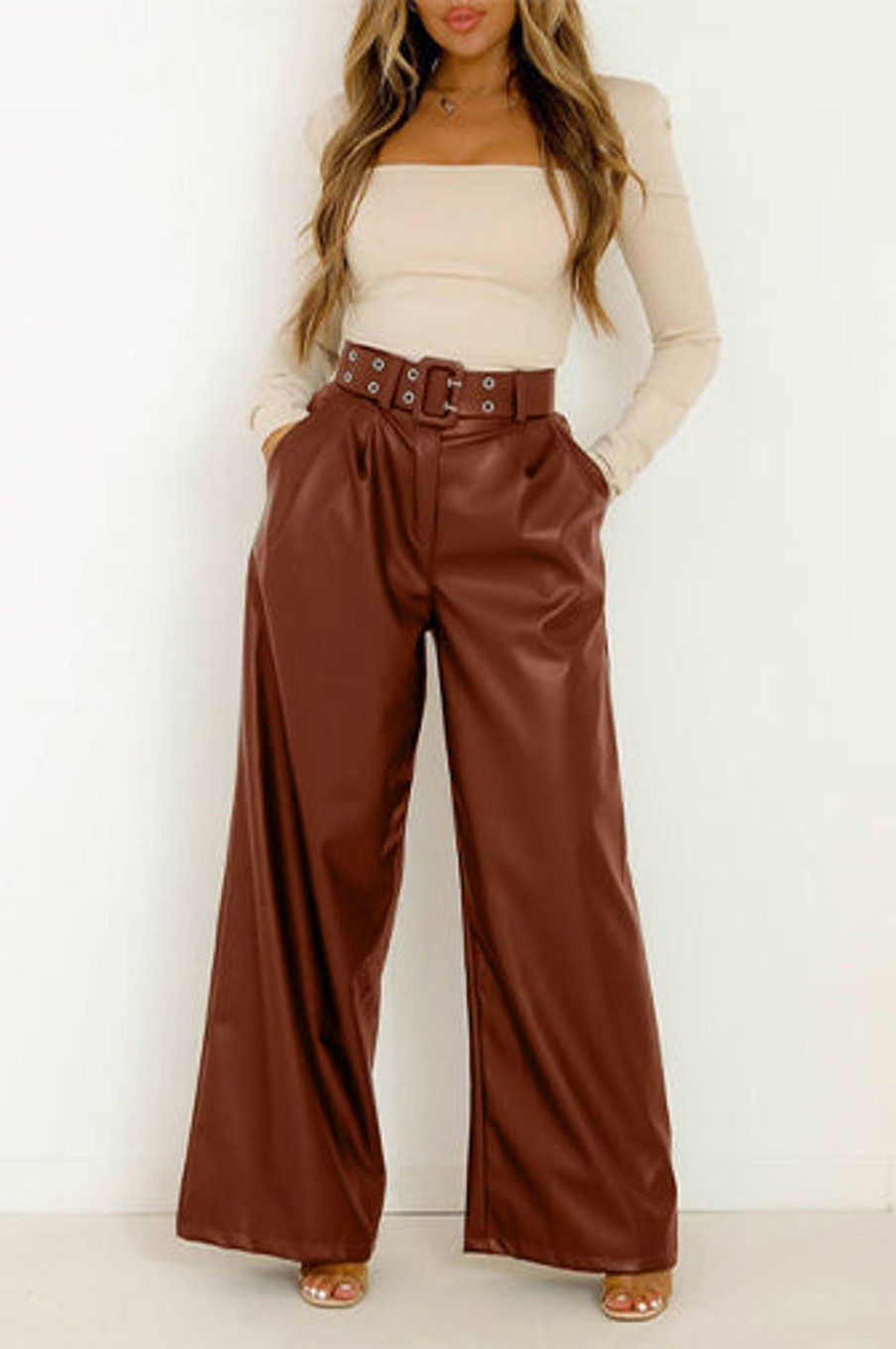 Clothing Willy Z | Shelby Chocolate Faux Leather Trousers