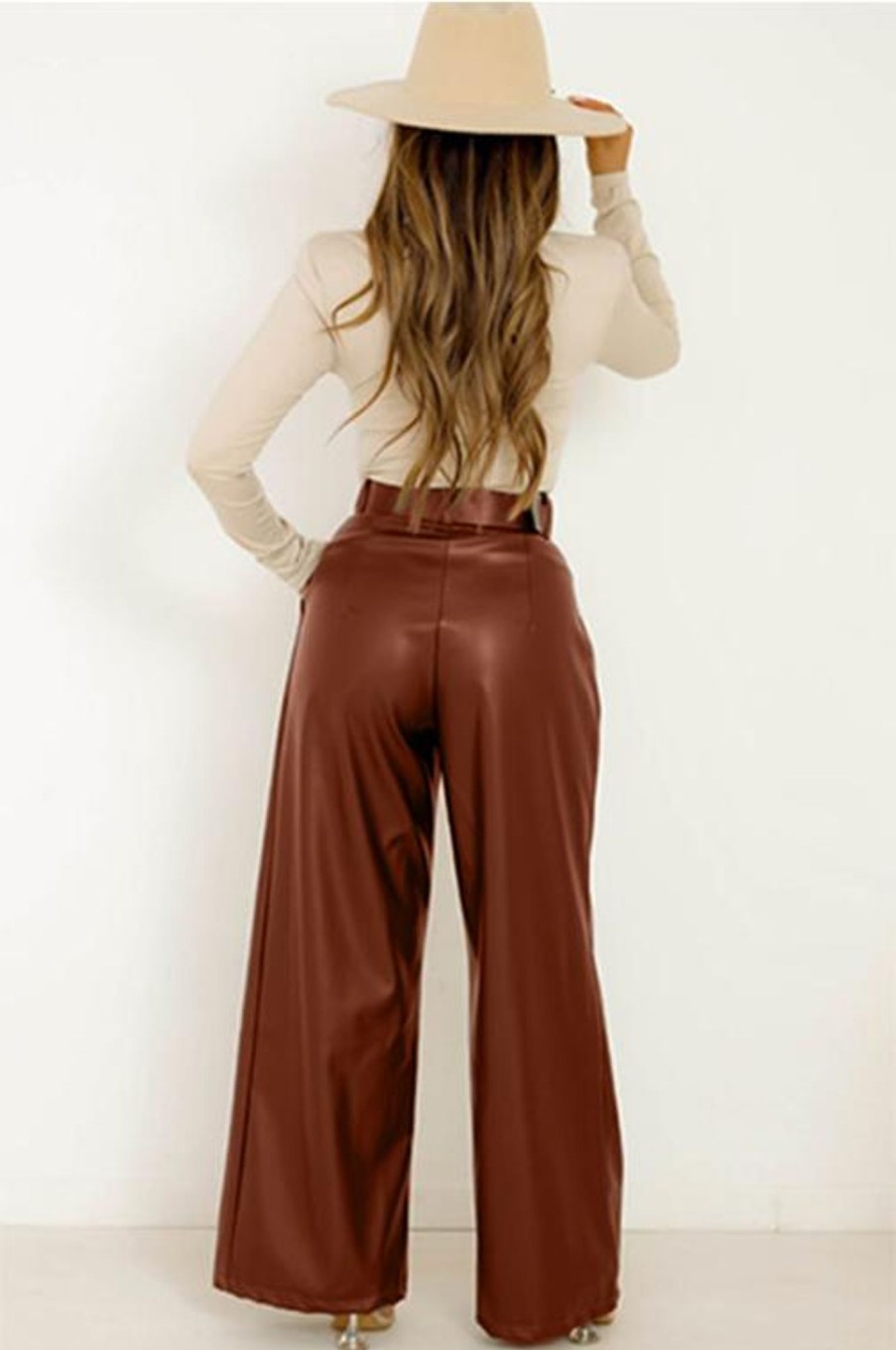 Clothing Willy Z | Shelby Chocolate Faux Leather Trousers