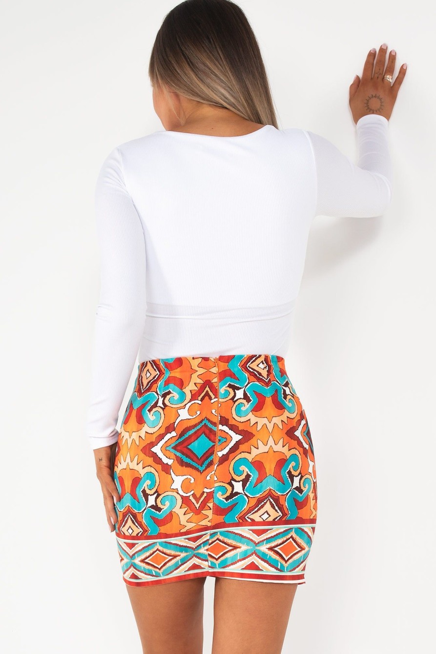 Clothing Copper Rose | Martha Orange Printed Mini Skirt