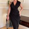 Clothing AX Paris | Ax Paris Bianca Black Wrap Dress