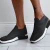 Clothing No Doubt | Hudson Black Knit Slip On Trainers