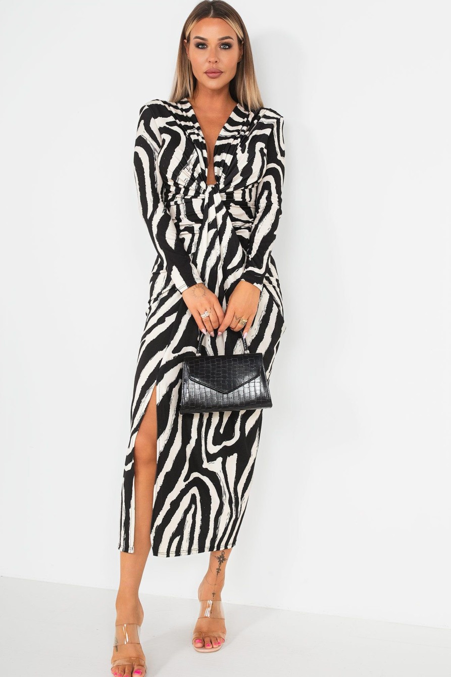 Clothing ally | Ida Monochrome Zebra Print Dress