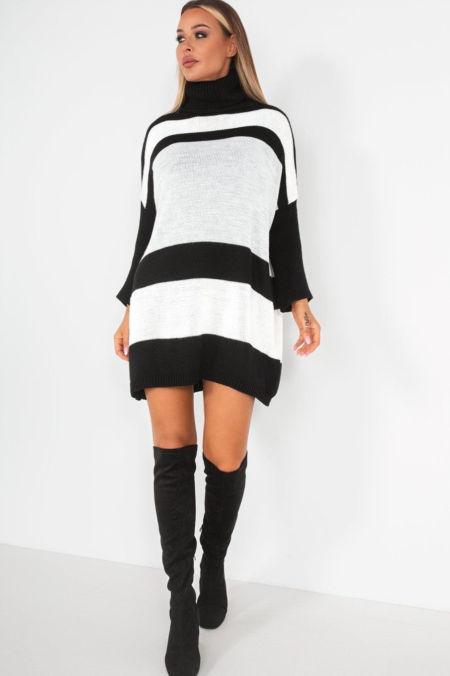 Clothing Willy Z | Rylee Grey Knit Striped Dress