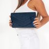 Bags Koko | Stella Navy Suedette Clutch Bag