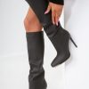 Clothing Bestelle | Julie Black Pu Knee High Boots