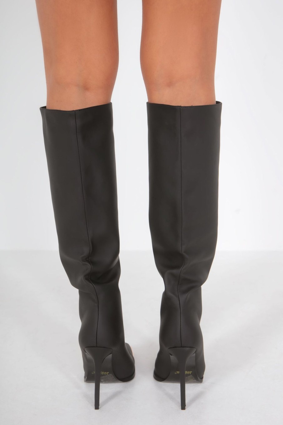 Clothing Bestelle | Julie Black Pu Knee High Boots