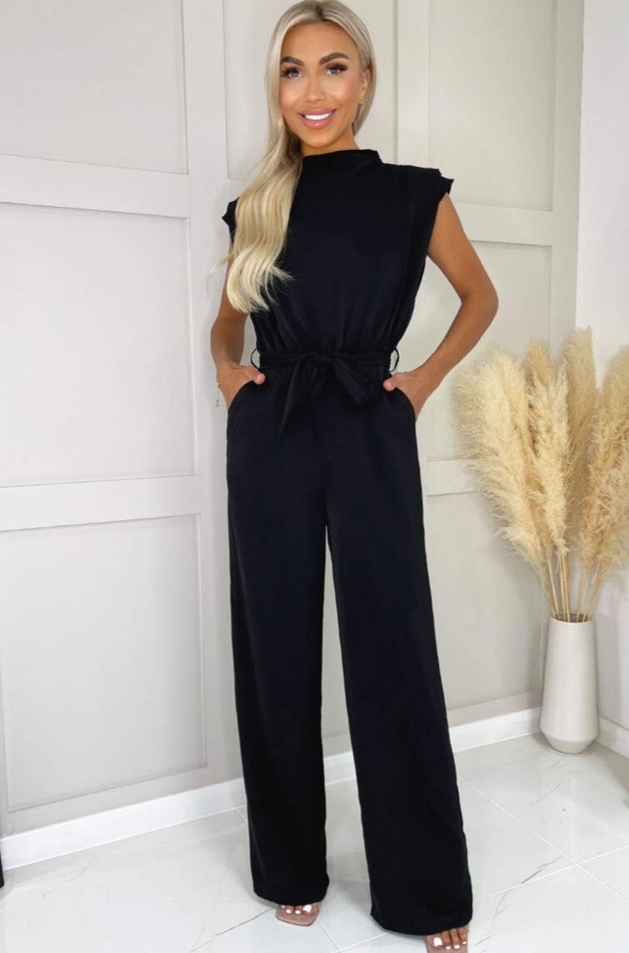 Clothing AX Paris | Ax Paris Delilah Black Wide Leg Jumpsuit