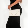 Clothing Koko | Pamela Ivory Suedette Gold Trim Clutch